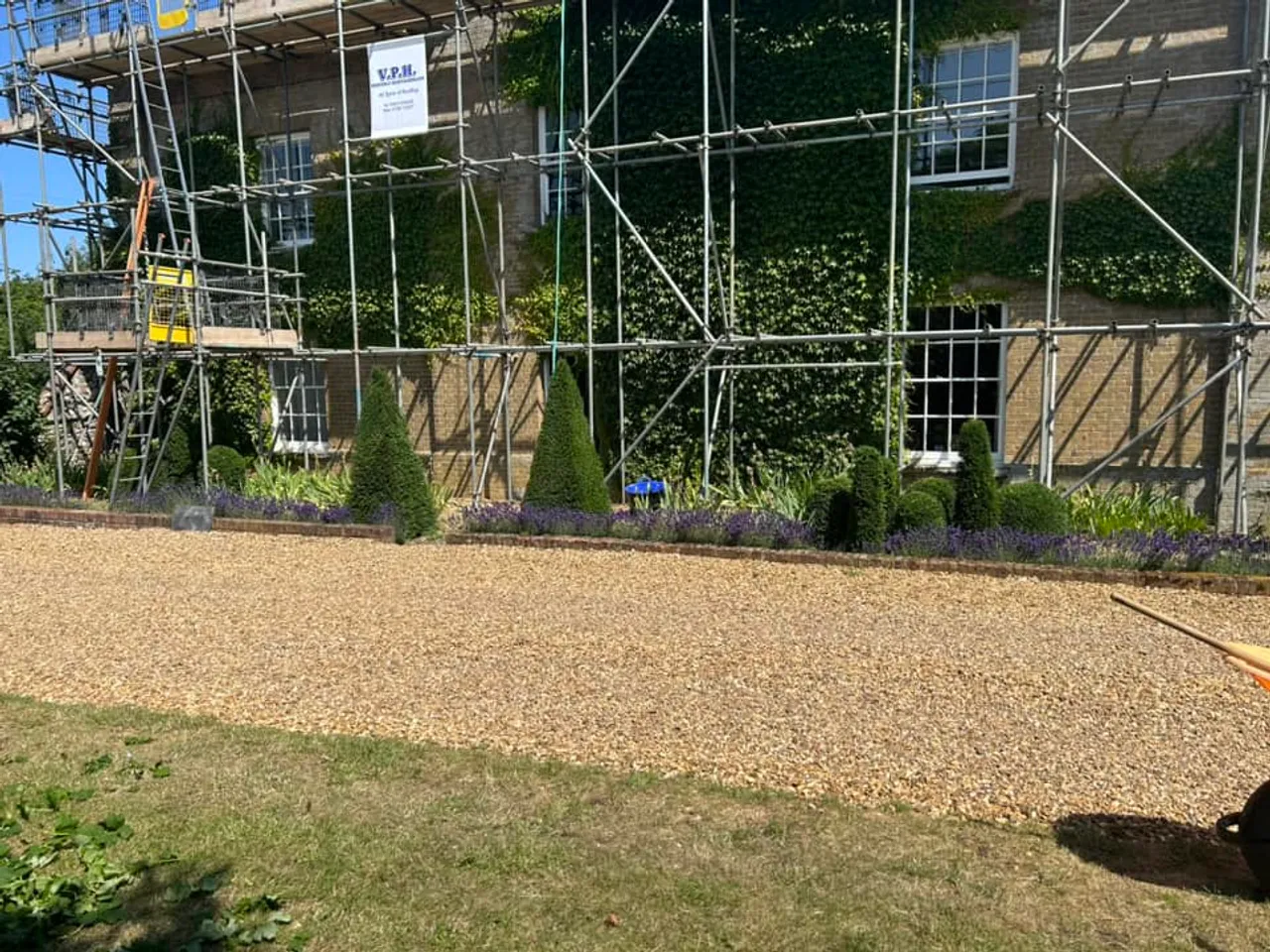 Topiary shaped shrubs in a North Norfolk garden